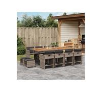 Vidaxl Ensemble À Manger De Jardin Coussins 13 Pcs Gris Résine Tressée