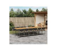 Vidaxl Ensemble À Manger De Jardin Coussins 13 Pcs Gris Résine Tressée