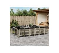 vidaXL Salon de jardin 13 pièces avec coussins gris clair Poly rotin