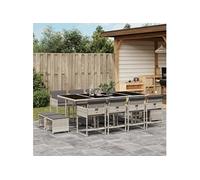 vidaXL Salon de jardin 13 pièces avec coussins gris clair Poly rotin