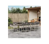 13-delige Tuinset met kussens poly rattan lichtgrijs3211403