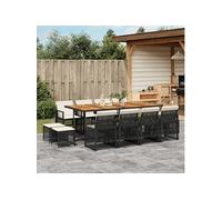 Vidaxl Ensemble À Manger De Jardin 13 Pcs Coussins Noir Résine Tressée