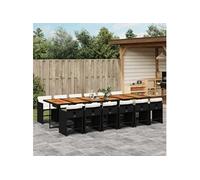 Vidaxl Ensemble À Manger De Jardin 13 Pcs Coussins Noir Résine Tressée