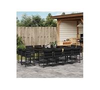 Vidaxl Ensemble À Manger De Jardin 13 Pcs Coussins Noir Résine Tressée