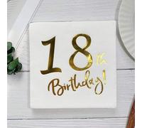 13 di Ilaria - Serviettes 18 Ans - Lot de 20 - Papier Blanc avec Écriture Dorée - Élégantes et Jetables pour Fête d’Anniversaire - 33 x 33 cm