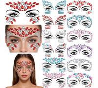13 Ensembles Strass Autocollant Visage, Strass Autocollant Visage, Strass Visage Carnaval, Tatouages Temporaires Strass, Autocollants Pour Le Visage De Rave Avec Strass Pour Le Visage Et Le Corps