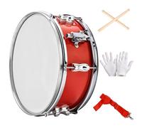 13 Kit de caisse claire de fanfare avec maillets, gants et sangle réglable - Tambour rouge unicolore pour débutants et confirmés