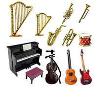 13 modèles d'instruments de musique miniatures, mini jeux d'instruments de musique mignons et intéressants, modèles d'instruments de musique en plastique tels que guitares, pianos, batterie, etc.