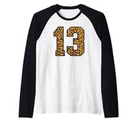 13 Numéro Leopard Treize Team Sports Varsity Matching Manche Raglan