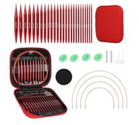 13 Paires Aiguilles Circulaires Tricot Interchangeable,Ensemble d'Aiguilles Circulaires Tricot,Aiguilles à Tricoter Circulaires en Aluminium avec poignées ergonomique (red)