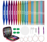 13 PCS Aiguille Circulaire Interchangeable,Aiguille à Tricoter en Aluminium | 13 Paires,Aiguilles Circulaires Tricot Interchangeable de 2,75-10mm,avec 4 Câbles Un Sac et des Accessoires,pour Pull,Écharpe