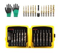 13 PCS Combination Drill Tap Bit Sets,Titanium Coated Screw Tapping Bit Tool with Quick-Change Adapter,3 in 1 Drill Tool Set for Drilling Tapping Countersinking Metalworking