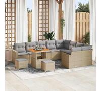 13 Pcs Outdoor Modular Sectional Sofa Set with Table, Beige & Light Grey, All-Weather Wicker Patio Furniture for Garden, Terrace, Backyard, Water-Resistant Cushions, Powder Coated Steel Frame
