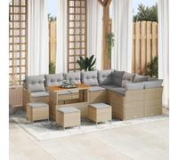 13 Pcs Patio Furniture Set, Modern Outdoor Sofa Sectional with Coffee Table, Beige & Light Grey All-Weather Wicker Rattan Conversation Set for Garden, Terrace, Backyard, Durable & Comfortable