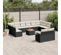 13-Piece Outdoor Garden Furniture Set with Cushions Black Wicker Resin Patio Sofa Sectional Conversation Set for Backyard Terrace Poolside Lounge Includes Coffee Table and Removable Covers