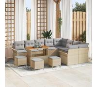 13-Piece Outdoor Patio Furniture Set, Modern Garden Sofa Set with Table and Ottoman in Beige & Light Grey, All-Weather Wicker Rattan Sectional Couch for Terrace, Poolside, Backyard Relaxation