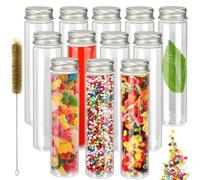 13 Pièces 110 Ml Bouteilles Sensorielles Tube a Essai Plastique Éprouvette Transparent Tube Plastique Transparent Avec Bouchon Avec Bouchon à Vis Et Brosse De Nettoyage Pour Fleurs,Bonbons. (A)