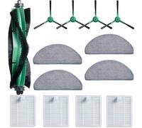13 Pièces Accessoires Kit pour iRobot Roomba Combo 2 Essential Y0140/Y0112/Y0110, pour Roomba 105 Combo Rechange, 1 Brosses Principales, 4 Tampons Vadrouille, 4 Filtres, 4 Brosses Latérales