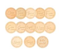 13 Pièces Cartes de Croissance en Bois Rondes | Bois Lisse, Forme Ronde Khaki, Accessoire pour Séance Photo, Présent Original pour Garçon et Filles