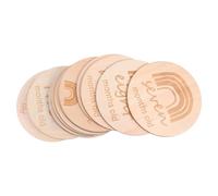 13 Pièces Cartes Mensuelles de Naissance en Bois, Double Face | Beige, Bords Lisses et Surface Polie, Décor Souvenir pour Chambre, Séance Photo et Coffret Ombre