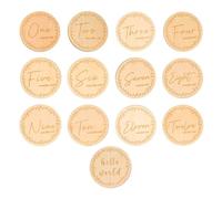 13 Pièces Cartes Mensuelles en Bois Khaki et Souvenirs | Bois Lisse, Grain Fin et Bords sans Bavure, Style Simple et Classique pour Séances Photo