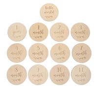 13 Pièces Cartes Mensuelles en Bois Rondes, de Croissance | Annonce de Naissance et Photos de Grossesse, Surface Lisse, Grain , Présent pour Shower