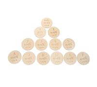 13 Pièces Cartes Mensuelles en Bois Rondes, Suivi de Croissance | Grain , Surface Lisse, Design Classique, Annonces de Naissance, Photo -né, Premier An