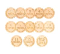 13 Pièces Cartes Rondes Bébé en Bois, Marqueurs Photo Mois par | Disques Imprimés Épi de Blé, Décor Anniversaire An, Ton Kaki