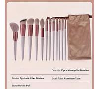 13 pièces Ensemble de pinceaux de maquillage par FSJF FIX, doux et moelleux, comprenant un pinceau de fond de teint, un pinceau à poudre, un pinceau à mélanger pour ombre à paupières, avec un sac de m