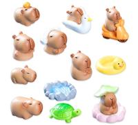 13 Pièces Figurines Miniature de Capybara,Décorations de gâteau Capybara,Cartoon Animaux Figures Cake Toppers Figures, Accessoires De Jardin Miniatures,pour La Douche d'anniversaire Gâteau de Fête