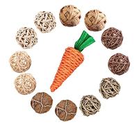 13 Pièces Jouets pour Petits Animaux,Balles à Mâcher pour Petits Animaux,Jouets à Mâcher pour Hamster,Boules à Mâcher,Balle de Jouet - Balle en Rotin Naturel pour Lapins Hamster Chinchilla Gerbille