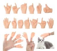 13 Pièces Marionnettes à Doigts Petites Mains Interactifs, Pierre Papier Ciseaux Poupée à Doigts de Mini Main Drôles, Mini Hands en Caoutchouc avec des Gestes Différents pour Chats Animaux