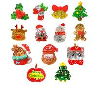13 Pièces Noël Charmes de Chaussures Bling, Santa Renne Elfe Cloche CLOG Charmes pour Crocs Sandales Sabots Bracelet, Xmas Résine Breloques de Chaussures, Cadeau de Fête pour Garçons Filles Enfants