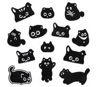 13 Pièces Patch Thermocollant Vetement, Ecusson Tissu Thermocollant, de Chat Noir, Ecusson a Coudre Enfant pour Vêtements, Chapeaux, Jeans, T-Shirt, Sac à Dos DIY pour Enfants et Adultes