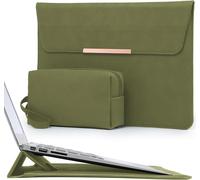 13 Pouces Housse Ordinateur Portable Avec Stand Pour Macbook Air 13 M4 M3 M2 M1 2025-2018, Macbook Pro 13 M2/M1 13"" Ipad Pro/Air, Surface Pro, Avec Petit Sac, Vert Olive(Smiley) Vert