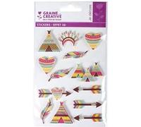 13 stickers 3D - Indiens 5 cm Multicolore G