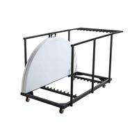 13 tables rondes pliantes de 150 cm et chariot de transport Blanc - Oviala REKKEM
