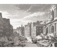 13 Vend miaire. Bataille entre troupes révolutionnaires françaises et forces royalistes dans les rues de Paris 5 octobre 1795. Après gravure de Pierre Gabriel Berthault d'après une illustration