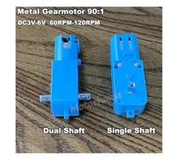 130 Full Metal Gearbox Gear electronic starter DC 3V-6V 120RPM Slow Speed Singal Shaft/Dual Shaft 1:90 Reduction Ratio DIY Toy Car Boat IDGTTLDF(Single Shaft)