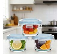 130 ml Récipient de stockage alimentaire en verre hermétique 1/3 paquets Couvercle à fermeture hermétique pour la préparation des repas, les aliments et les collations Rose 1 pièce,Jaune 1 pièce,Rose