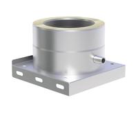 Ø 130 mm Plaque de base Jeremias DW Vision montage mural avec évacuation latérale des condensats Brossé