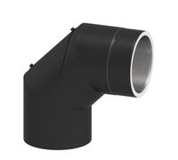 Ø 130 mm Tuyau de poêle double paroi Jeremias ISO-Line Coude 90° avec trappe Noir