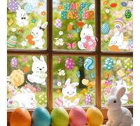 130 Pièces Decoration Paques Autocollants, 9 feuilles, Lapins, Poulet, Papillon, Carotte, Fleur, oeuf de paques, Stickers DIY Autocollant Pâques enfant pour Fenetre