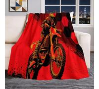 130 x 150 cm Couverture en Flanelle, Moelleuse Douce et Chaude Motif à Fantastique Pilote De Motocross, Rouge Couverture de Voyage pour Chambre à Coucher Salon Bureau canapé