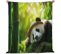 130 x 150 cm Couverture Plaid Polaire Nature Animaux Pandas Plantes Couverture De Flanelle Imprimée Motif, Vert Noir Plaid pour Chaise Lit Sofa Canapé, Adolescents Et Adultes