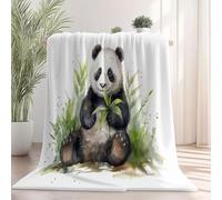 130 x 150 cm Couverture Polaire Super Douce - Jeté de Canapé Motif Aquarelle Minimalisme Panda, Couverture Double Face Sherpa Extra Épaisse et Chaude pour Canapé ou Salon Blanc