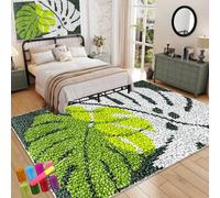 130 x 150 cm Kit de Tapis de Crochet à Point Noué Coussin au Crochets à Loquet Bricolage, Kit Crochet de Verrouillage, Kit de Fabrication Tapis au Point Croix de Tapis, Tapis à Nouer Soi-Même