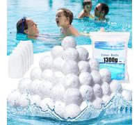 1300g Boule de Coton pour Filtre Piscine Balle Filtrante Balles Filtrantes Robot Bille Filter Balls Pool +5 Filtre Skimmer Peut Remplacer 46kg Sable Filtrant, Convient à Divers Systèmes de Filtration