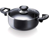 13071244 Pro Induc Anthracite Faitout + Couvercle Verre En Aluminium Intérieur Revêtu 24 Cm