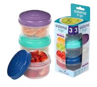 Sistema Mini Bites TO GO Boîtes à encas | 130 ml | empilables | sans BPA | Avec couvercles en vert, rose et bleu | 3 pièces